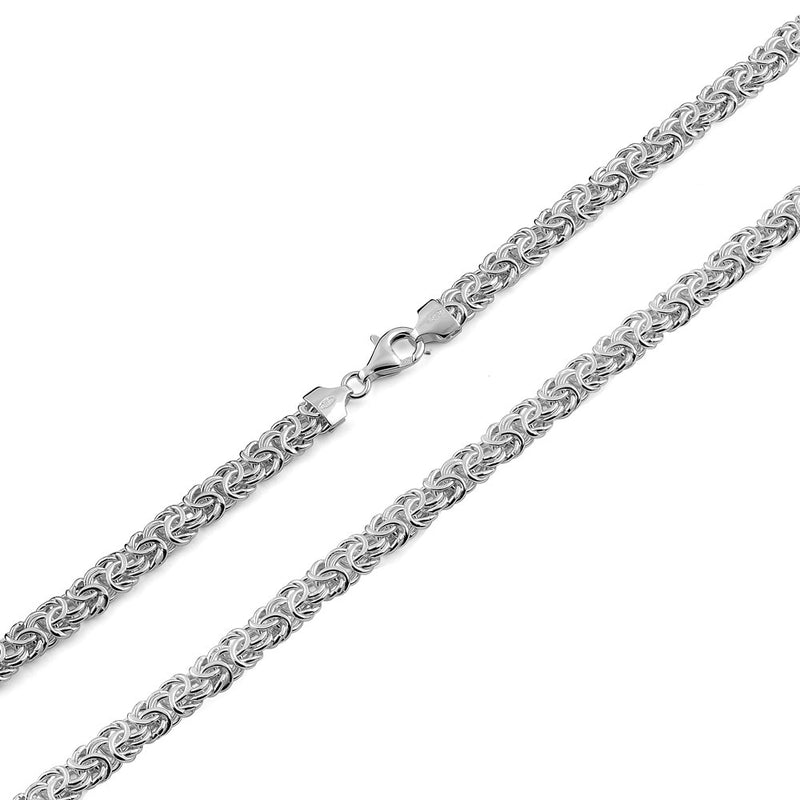 Sterling Silver Flat Byzantine Chain Necklace 6.8mm