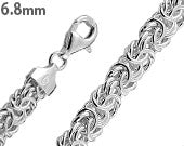 Sterling Silver Flat Byzantine Chain Necklace 6.8mm
