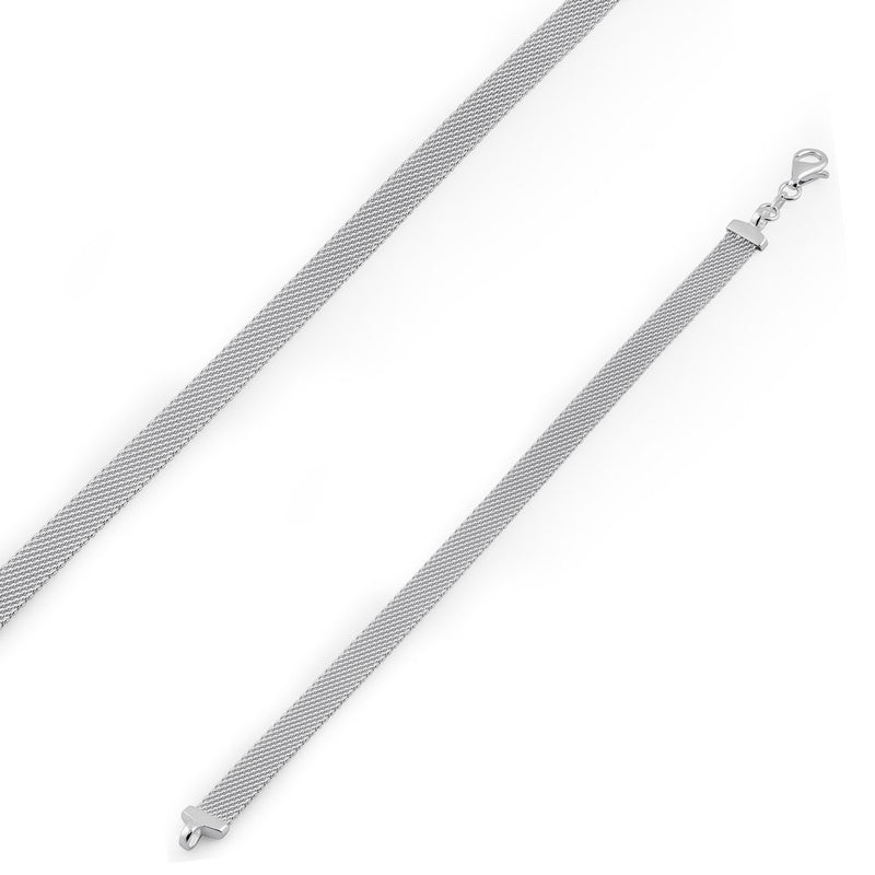 Sterling Silver Flat Mesh Chain Bracelet 6.8mm