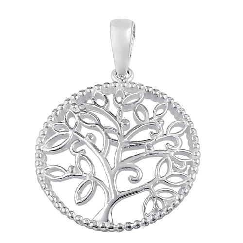 Sterling Silver Circle Tree of Life Pendant