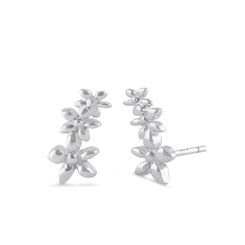Sterling Silver Plumeria Climber Earrings