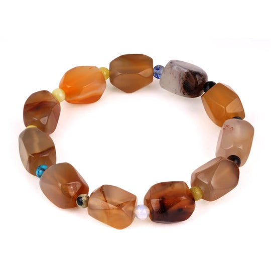 9x13mm 4mm Conelian Agate Faceted Irregular Nugget Gem Stone Bracelet