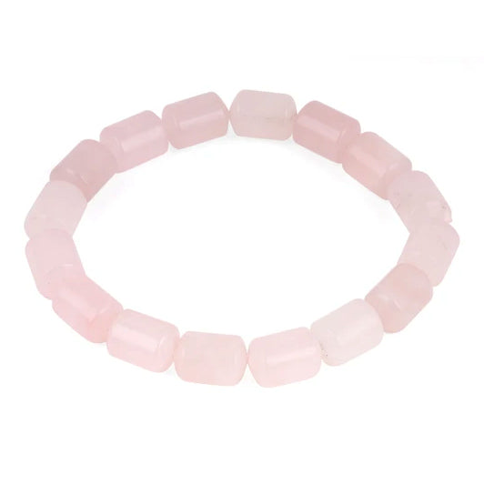 8x12mm Plain Capsule Rose Quartz Gem Stone Bracelet