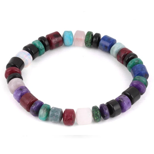 8mm Multi-Stone Mix Drum Gem Stone Bracelet