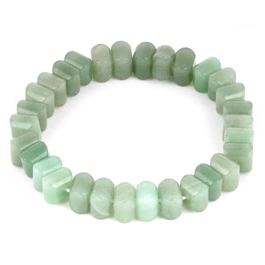 8mm Faceted Pumpkin Green Adventurine Gem Stone Bracelet