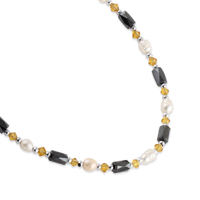36" Magnetic Hematine Orange Beads Pearl Wrap Bracelet/Necklace