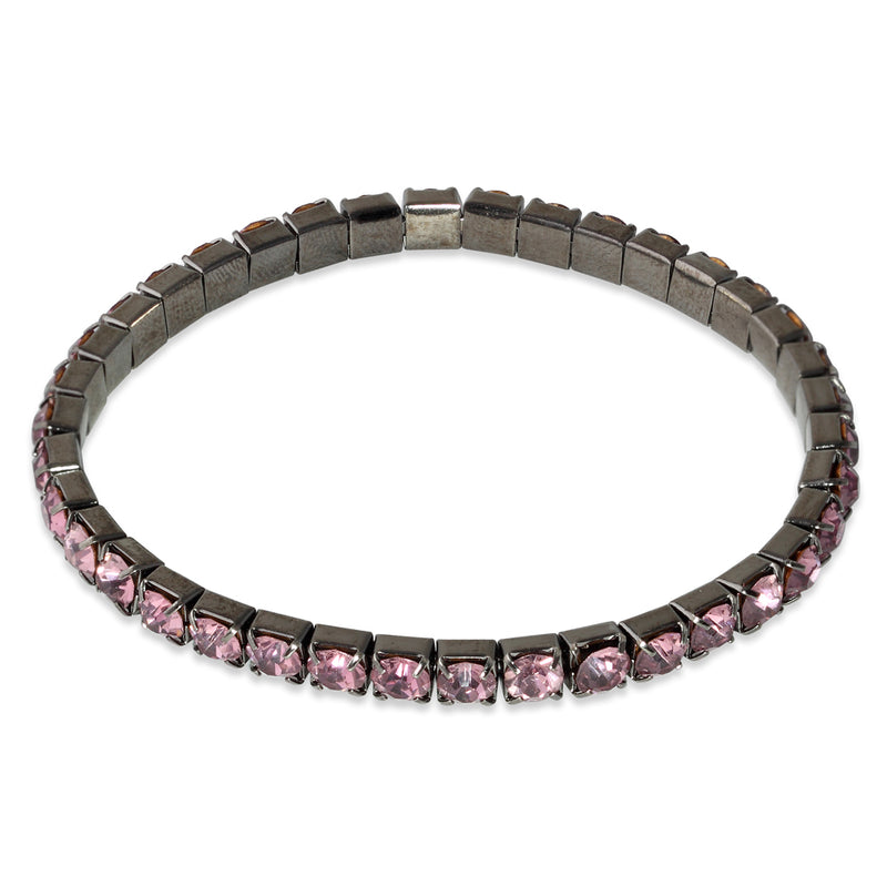 Soft Pink Glass Elastic Tennis Bracelet