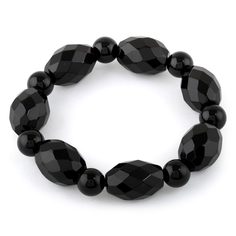 Black Agate Faceted Gemstone Bracelet