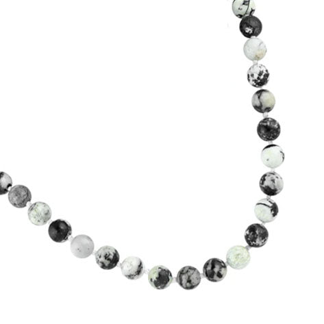 32" 8mm White Turquoise Jasper Round Gemstone Bead Necklace