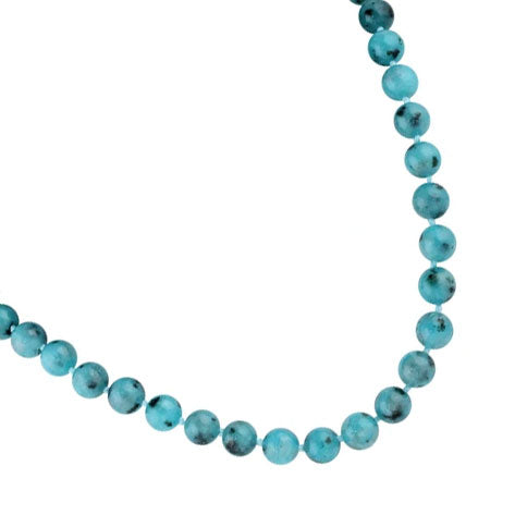 32" 8mm Aqua Quartz Round Gemstone Bead Necklace