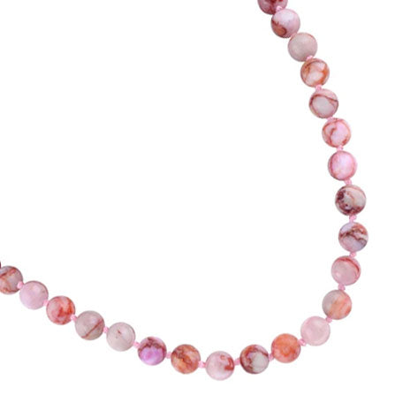 32" 8mm Pink Matrix Round Gemstone Bead Necklace