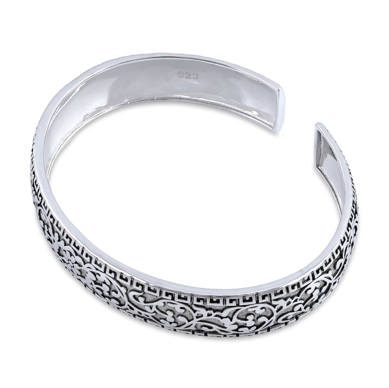 Sterling Silver Flower Garden Bangle Bracelet