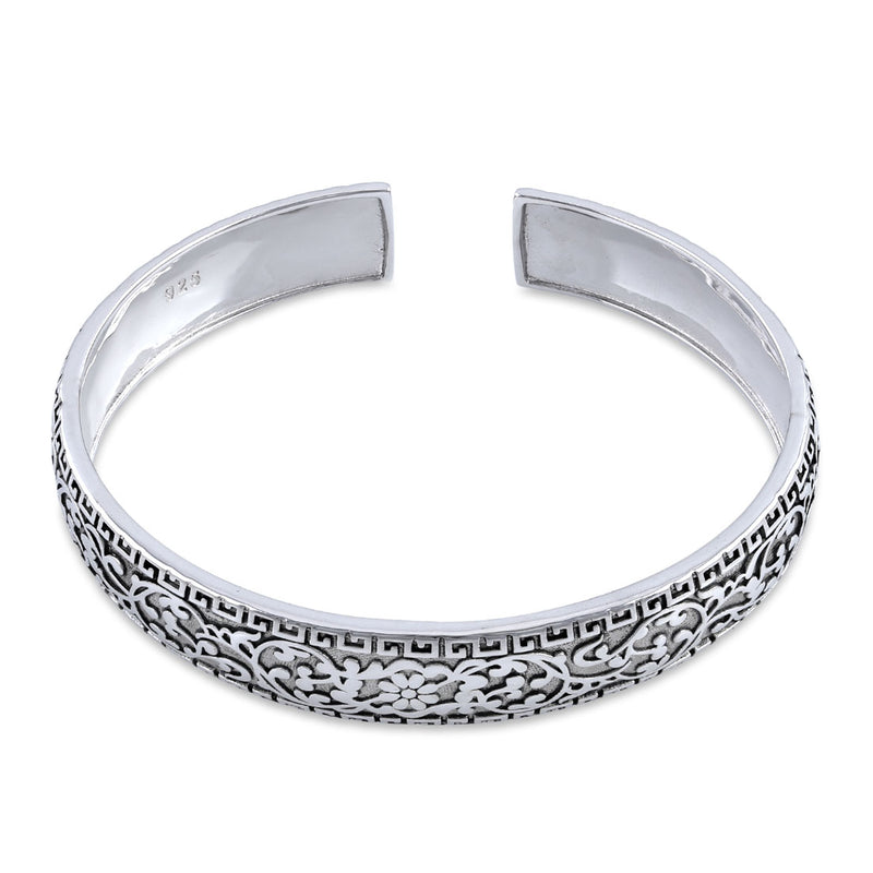 Sterling Silver Flower Garden Bangle Bracelet