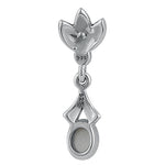 Sterling Silver Leaves Drop Oval Mother of Pearl Marcasite Earrings