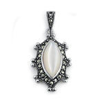 Sterling Silver Mother of Pearl Oval Marcasite Pendant