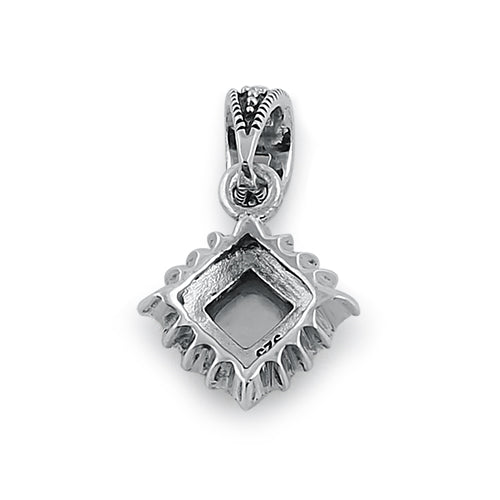 Sterling Silver Mother of Pearl Square Marcasite Pendant