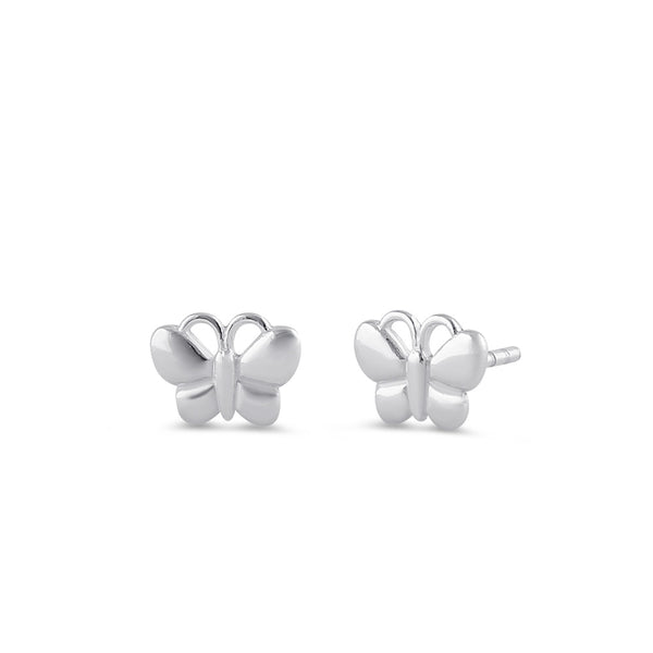 Sterling Silver Bubbly Butterfly Stud Earrings