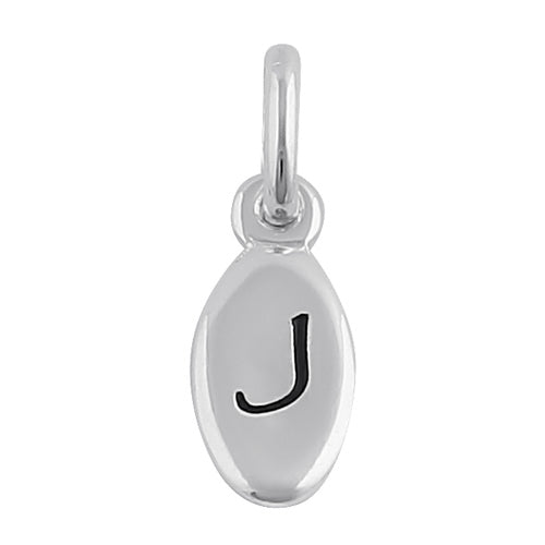 Sterling Silver Letter "J" Oval Pendant