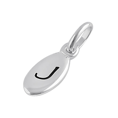 Sterling Silver Letter "J" Oval Pendant