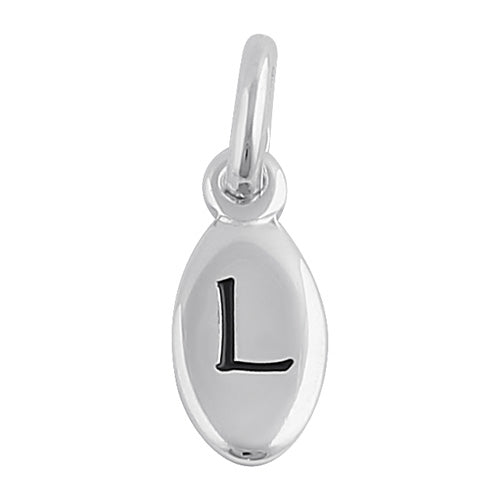 Sterling Silver Letter "L" Oval Pendant
