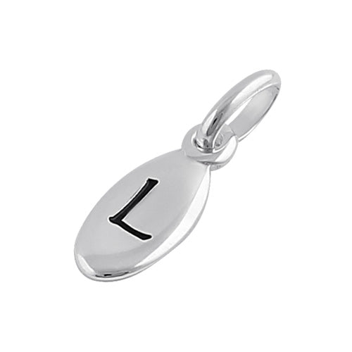 Sterling Silver Letter "L" Oval Pendant