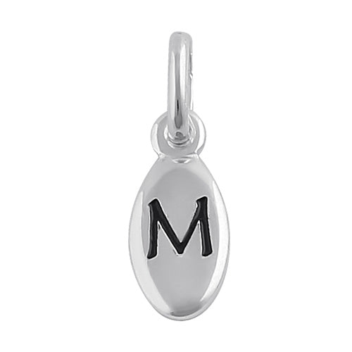 Sterling Silver Letter "M" Oval Pendant