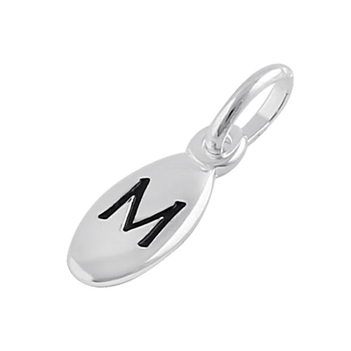 Sterling Silver Letter "M" Oval Pendant