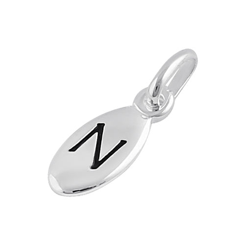 Sterling Silver Letter "N" Oval Pendant