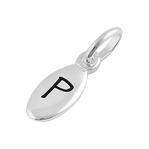 Sterling Silver Letter "P" Oval Pendant