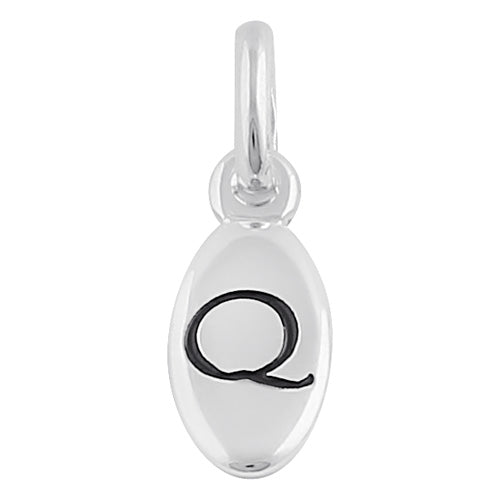 Sterling Silver Letter "Q" Oval Pendant