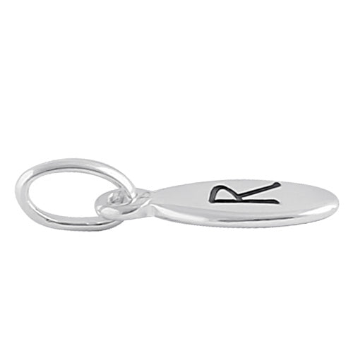 Sterling Silver Letter "R" Oval Pendant