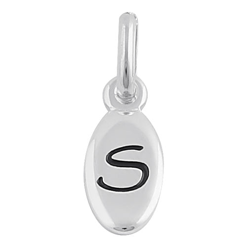 Sterling Silver Letter "S" Oval Pendant