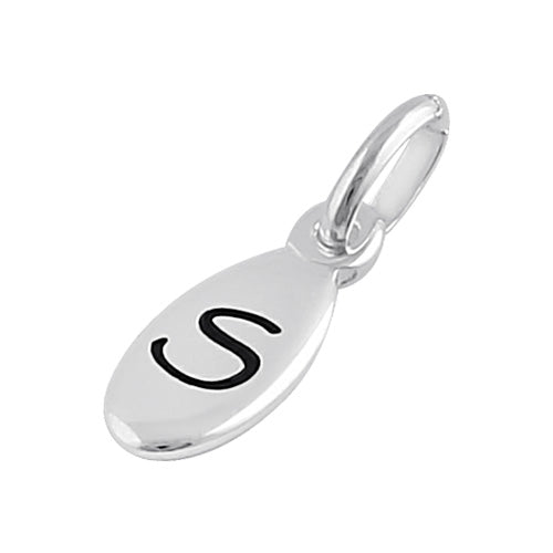 Sterling Silver Letter "S" Oval Pendant