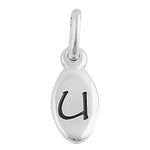 Sterling Silver Letter "U" Oval Pendant