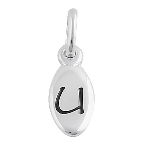 Sterling Silver Letter "U" Oval Pendant