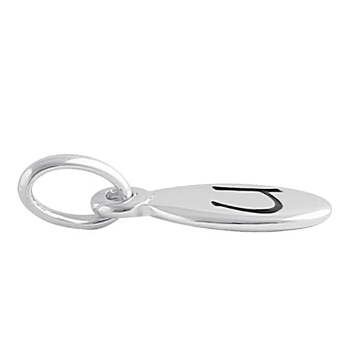 Sterling Silver Letter "U" Oval Pendant