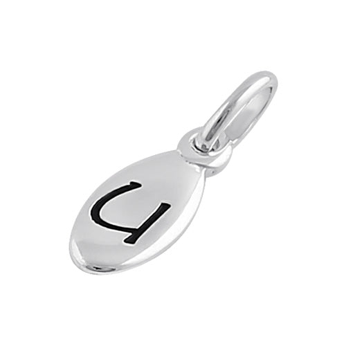 Sterling Silver Letter "U" Oval Pendant