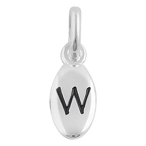 Sterling Silver Letter "W" Oval Pendant