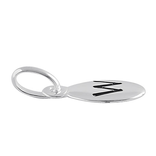 Sterling Silver Letter "W" Oval Pendant