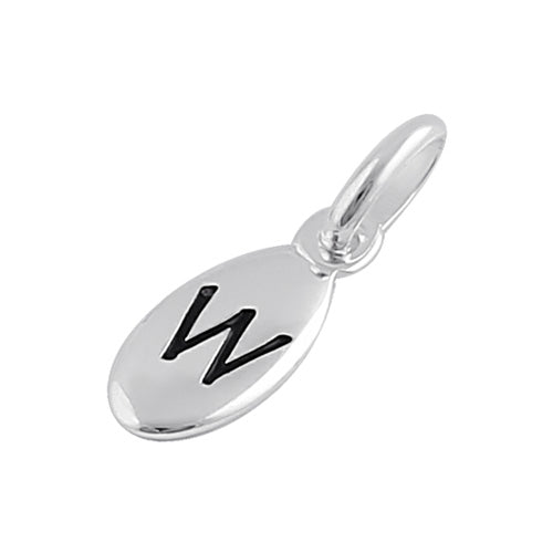 Sterling Silver Letter "W" Oval Pendant