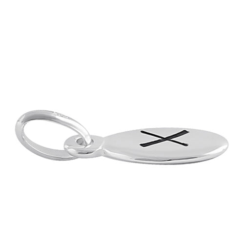 Sterling Silver Letter "X" Oval Pendant