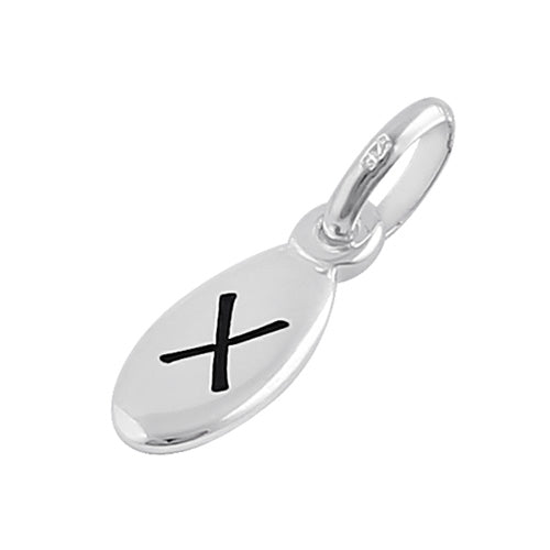 Sterling Silver Letter "X" Oval Pendant