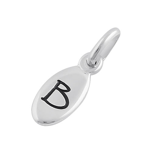 Sterling Silver Letter "B" Oval Pendant