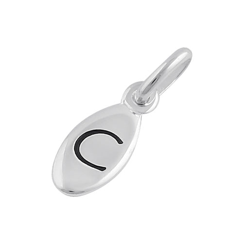 Sterling Silver Letter "C" Oval Pendant