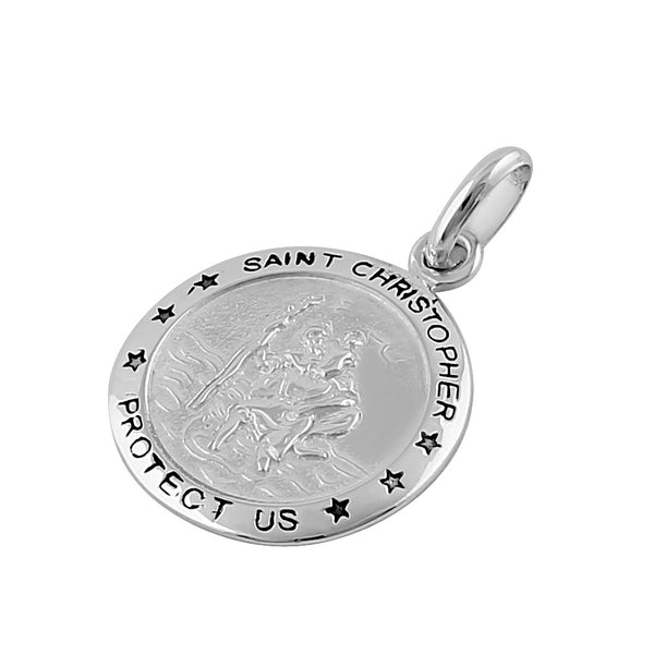 Sterling Silver St. Christopher Small Circle Pendant