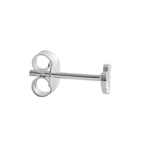 Sterling Silver Diamond Cut Tiny Heart Stud Earrings