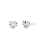 Sterling Silver Diamond Cut Tiny Heart Stud Earrings