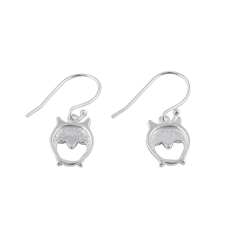 Sterling Silver Dangling Owl Earrings