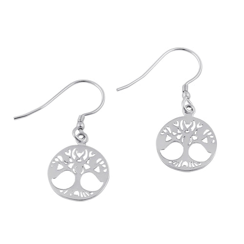 Sterling Silver Dangling Tree of Life Earrings