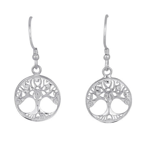 Sterling Silver Dangling Tree of Life Earrings